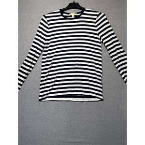 Women's Michael Kors Striped Long Sleeve Shirt Size L Navy White